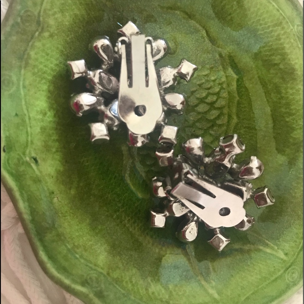 Snowflake Rhinestone Clip Earrings - Picture 3 of 4